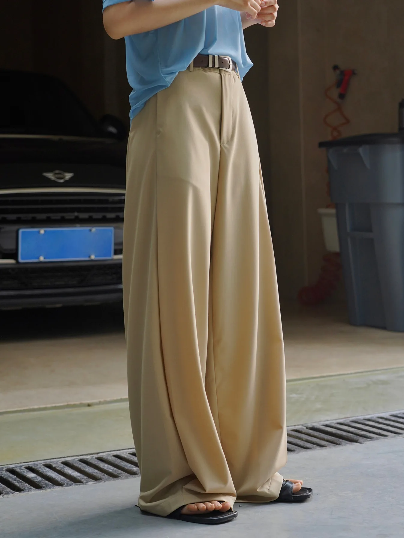 Summer Women's Casual Solid Color High Waist Loose Wide Leg Pants