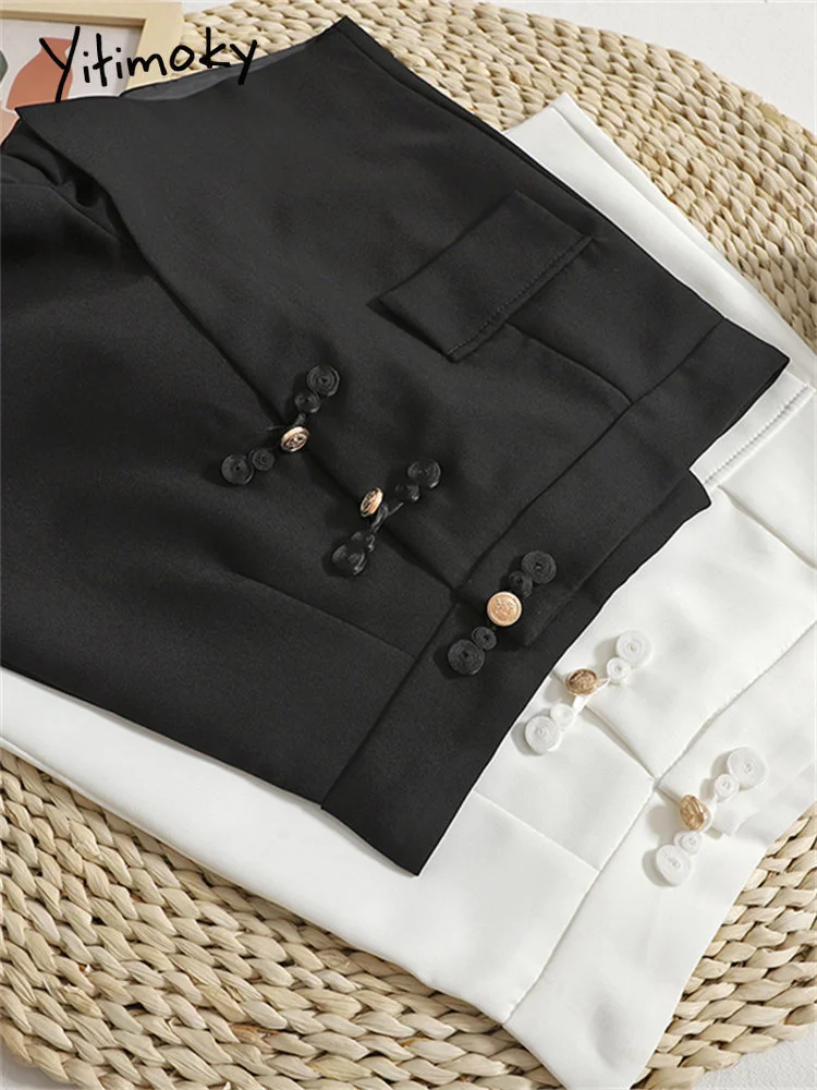 

High Waisted Suits Shorts Women Summer 2023 New High Waisted Button Up Wide Leg Shorts Ladies Vintage Casual Shorts