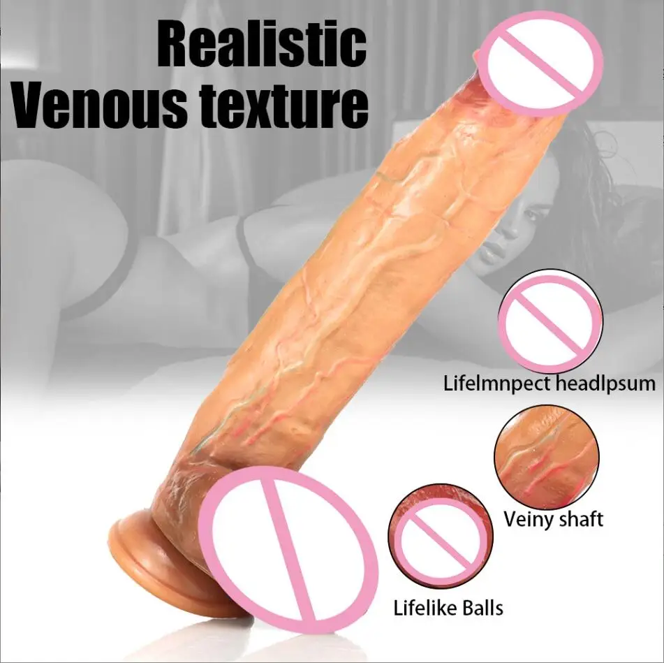 Realistic Dildo with Powerful Suction CupRealistic Penis Sex Toy Flexible G-spot Dildo with Curved Shaft and Ball S3283