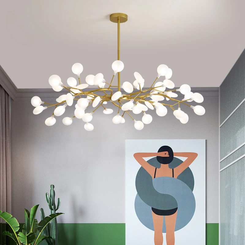 Modern Firefly LED Chandelier Black Gold for Living Room Bedroom Hall Home Decor Indoor Lighting Minimalist Ceiling Pendant Lamp 5