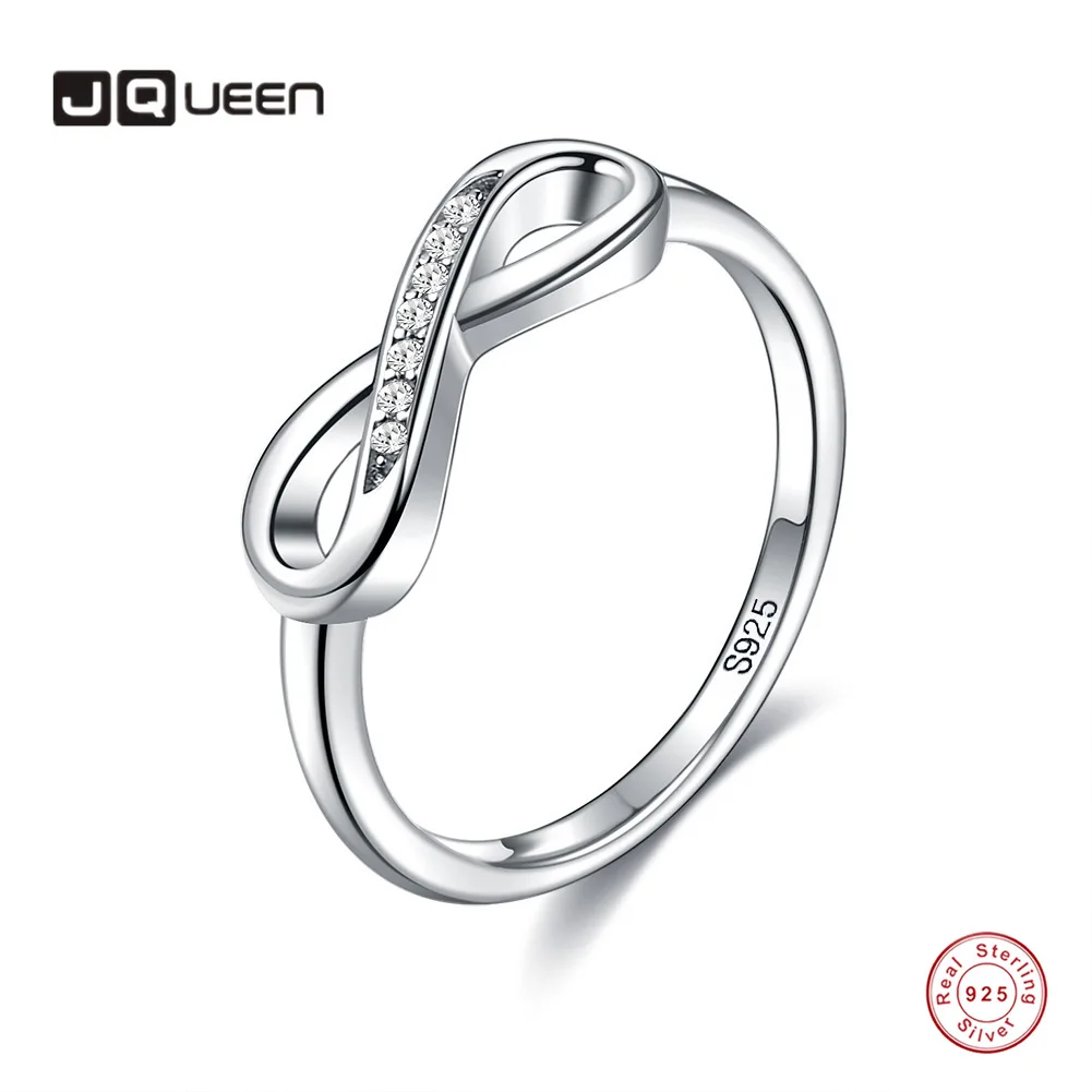 

JQUEEN 925 Sterling Ring Infinity Symbol Ring Women Girls Zircon Twist Ring Jewelry Gift
