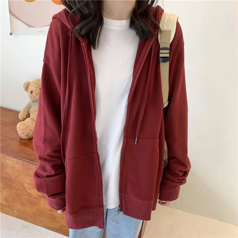 

Худи Jielur сезона 2022 года, красные, черные, серые худи, женский спортивный костюм на молнии, осенняя крутая уличная мода в стиле Харадзюку, Женс...