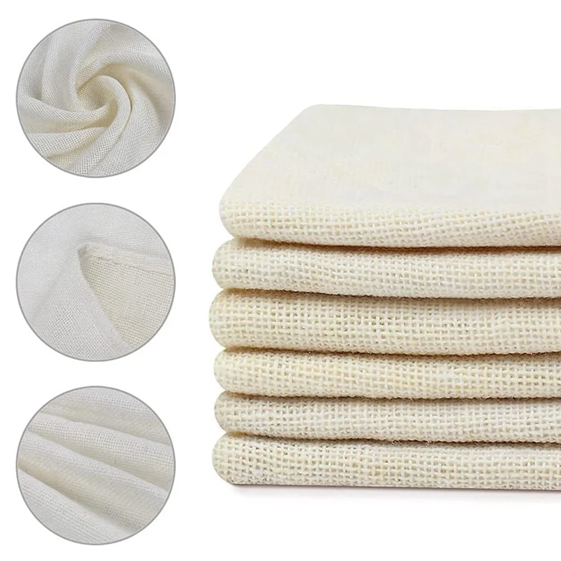 

6 Pack Cheeseclothes, Unbleached Pure Cotton Muslin Clothes Soft Square Cheese Clothes For Cooking, Straining, Baking