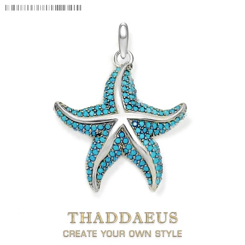 Кулон Синяя Звезда из серебра 925  Thaddaeus