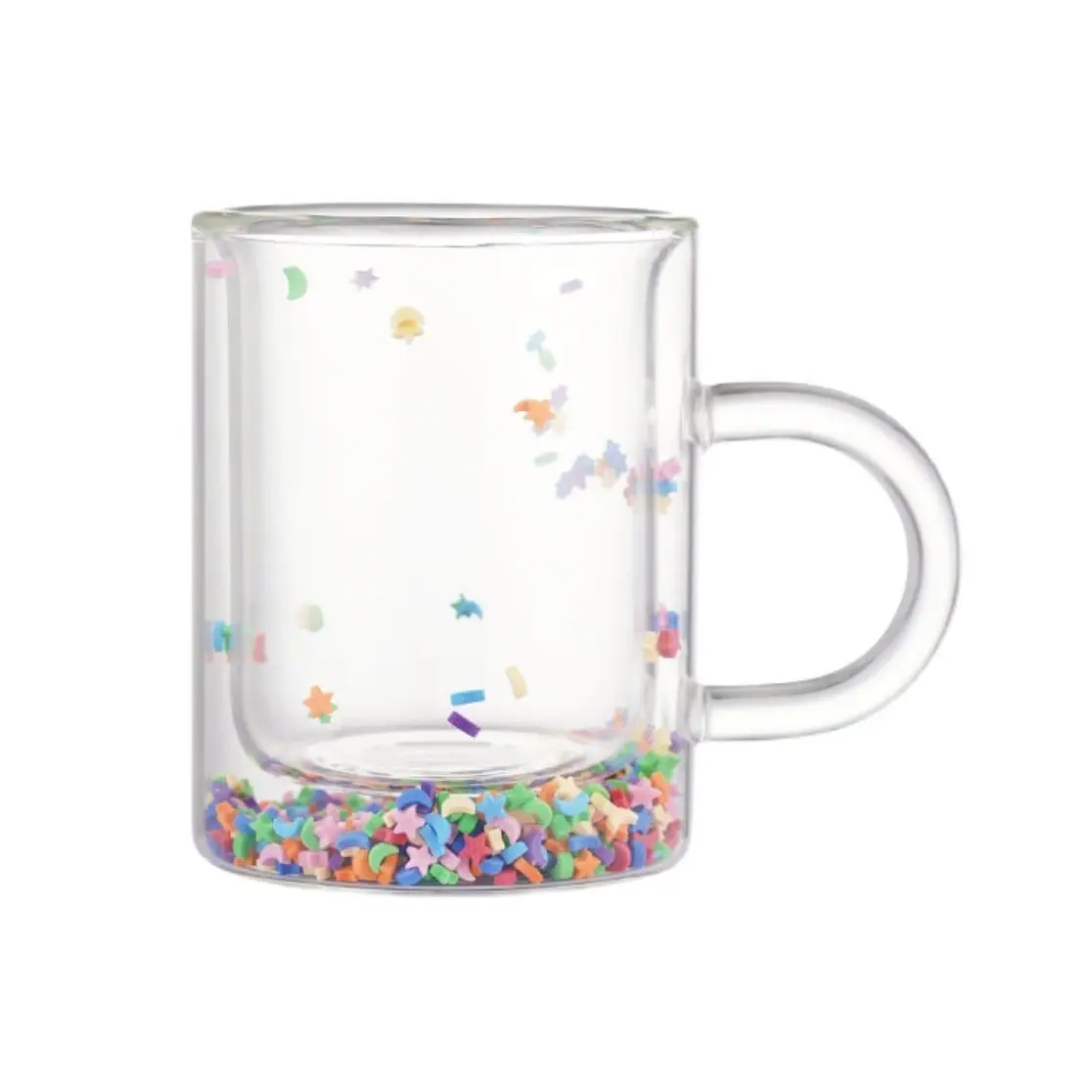 Double layer rainbow glass decorative desktop love star moon mug cute transparent ins wind gift