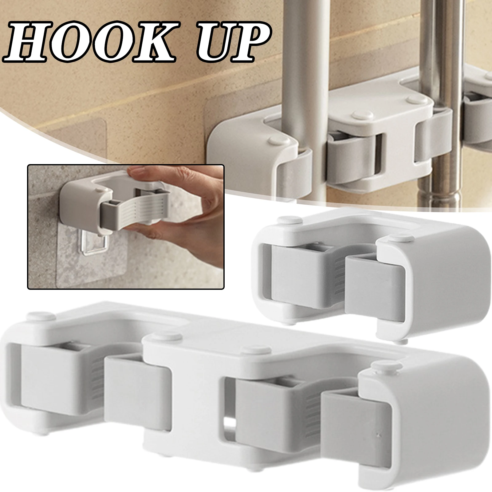 

Multi-purpose Hooks Mop Holder Wall Mounted Mop Organizer Self Adhesive Toilet Mop Broom Holder Bearing Capacity Hook Up