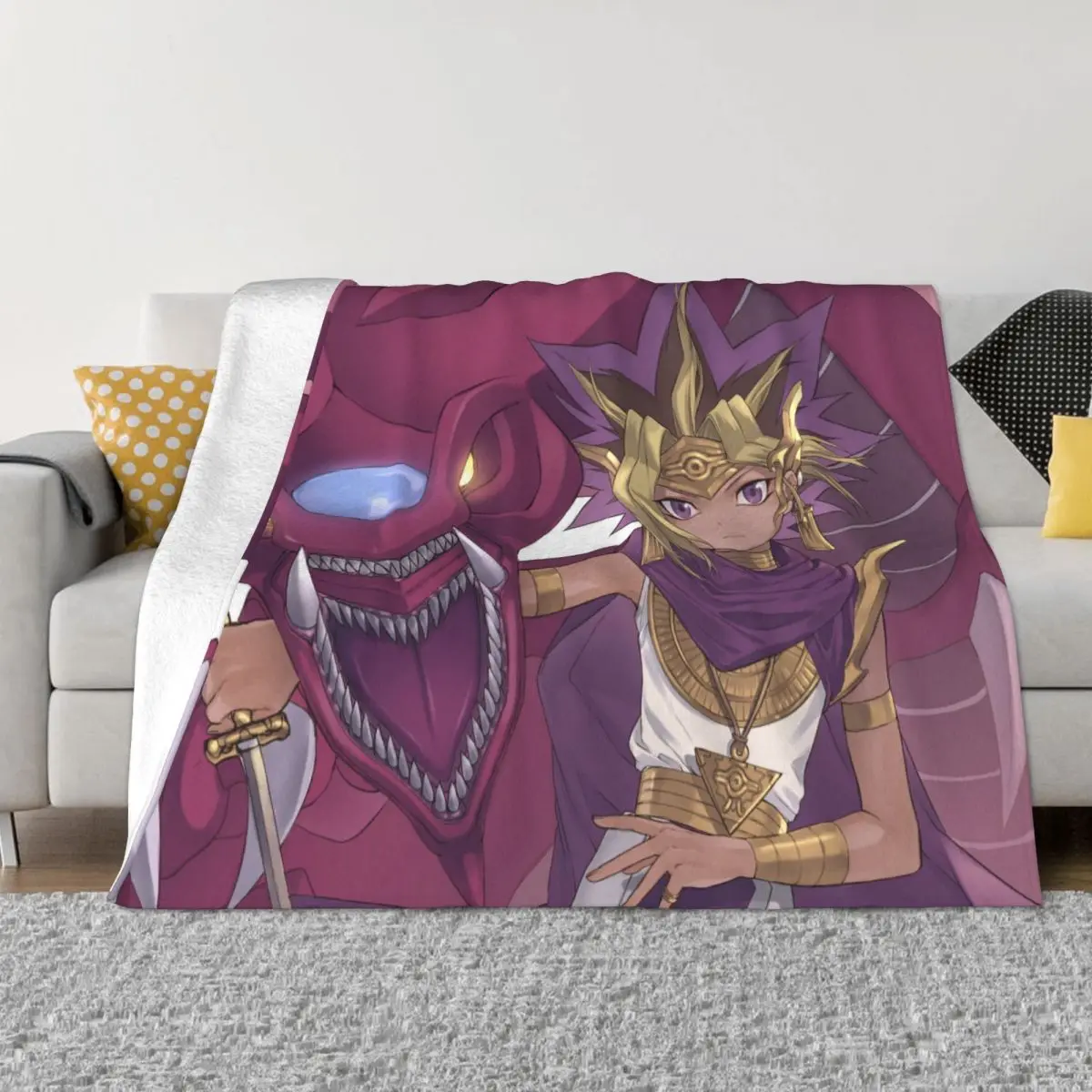 

Dragon Yami Yugi Blankets Flannel Yu-Gi-Oh Anime Super Soft Throw Blanket for Airplane Travel Bedroom Quilt