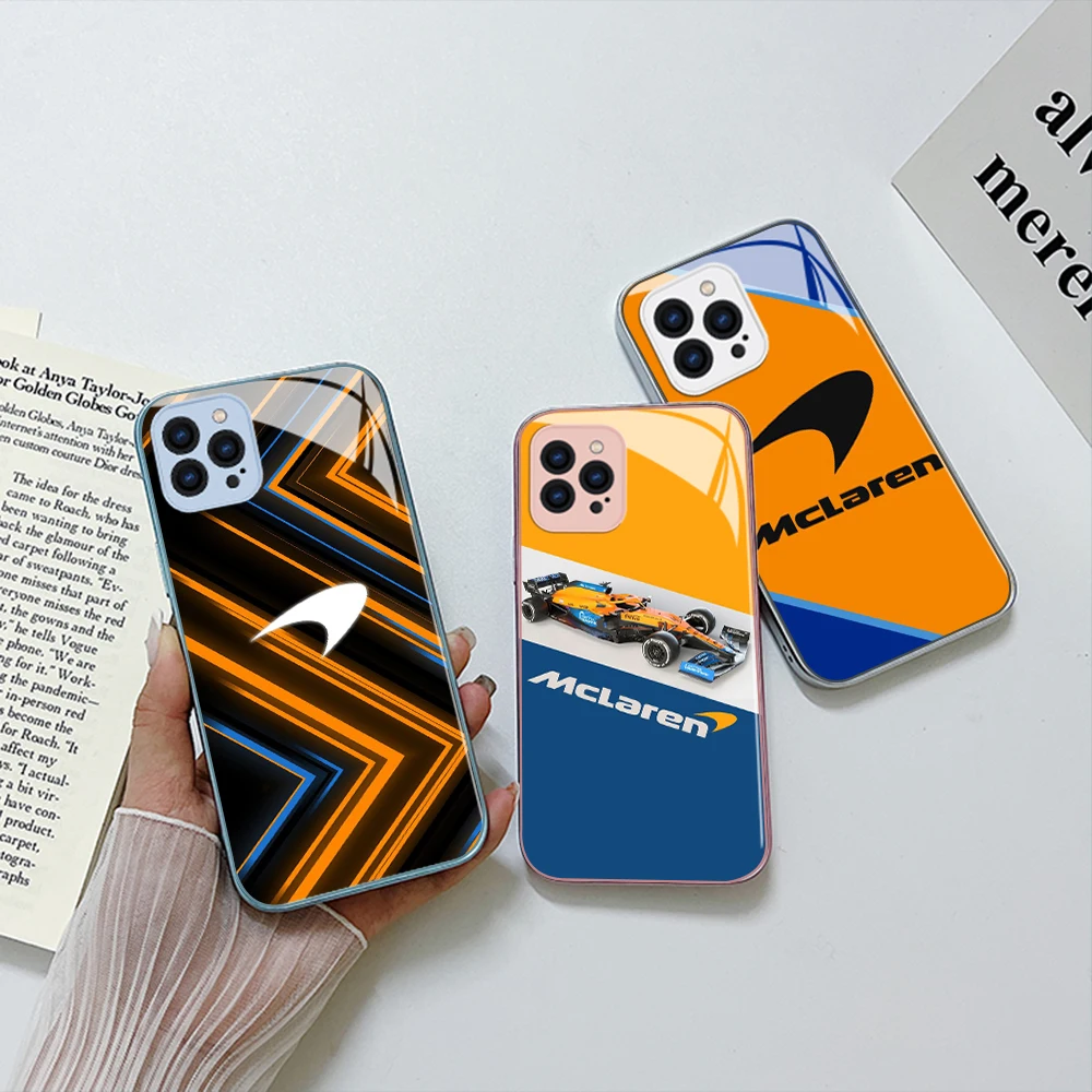 

Luxury sports car Mclarens Phone Case For iPhone 14 13 12 Mini 11 Pro Max X XS XR 7 8 SE 2020 Plus Glass Hard Cover