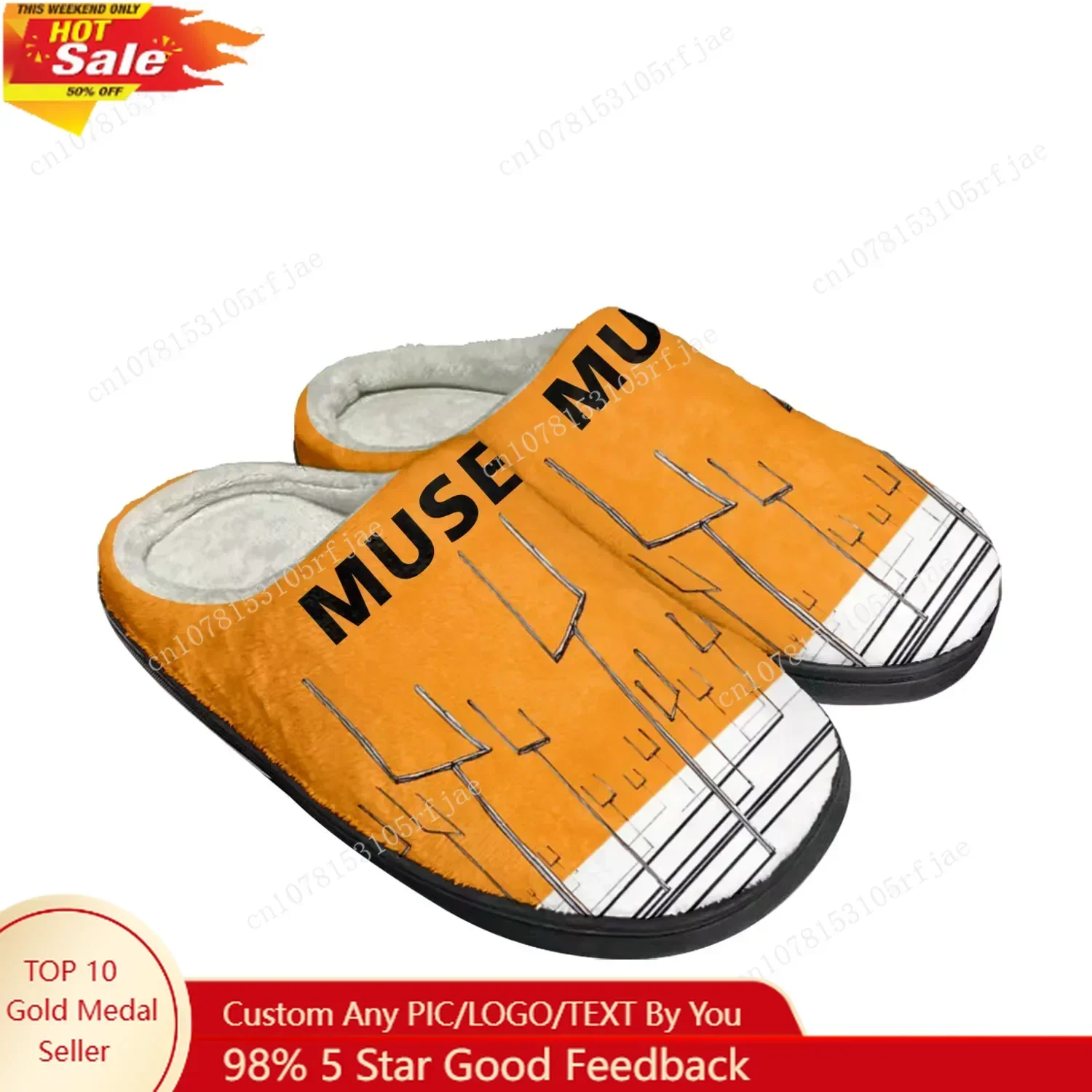 Фото Теплые домашние тапочки Muse Rock Band England Pop из хлопка на заказ, мужские и женские, плюшевые, для спальни, повседневные, термо-тапочки №1