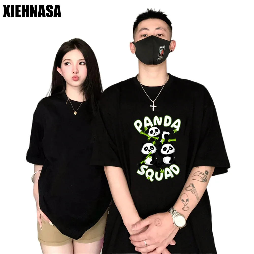 

Модные парные повседневные футболки XIENNASA с коротким рукавом, забавная мультяшная Рубашка Панда, мужские топы, футболка для спорта, одежда д...
