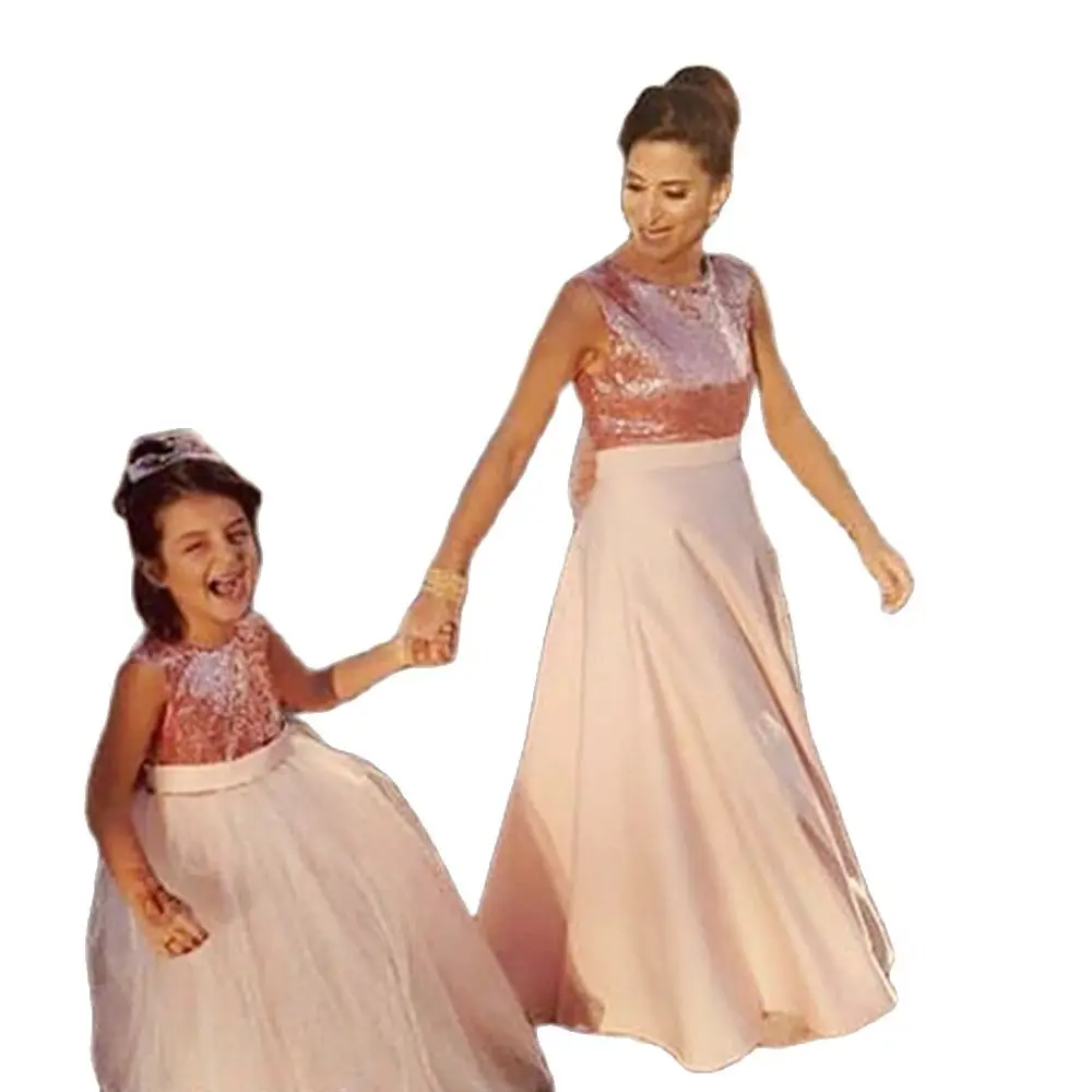 

Gardenwed New Arrival Pink Sequin Flower Girl Dress Vestidos de Primera Comunion 2021 Sleeveless Floor Length Big Bow Knot Back