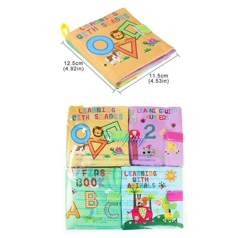 4 Types Baby Soft Cloth Books Alphabet Animal Rustle Sound Infant Stroller Rattle Toy Newborn 0-36 Months Educational Toys |