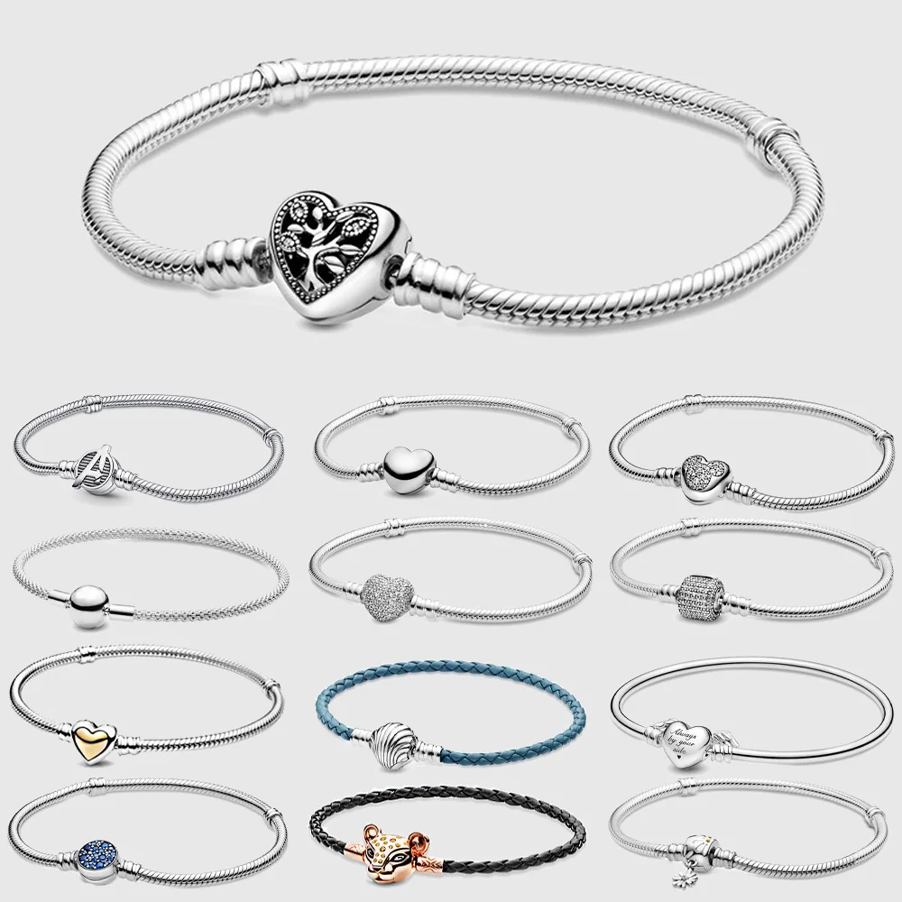 Оригинальный Женский браслет-змея Plata с серебряными вставками в виде сердца |