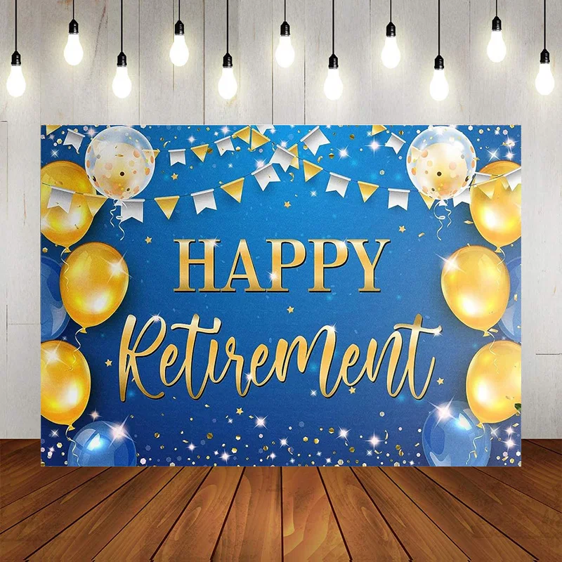 Happy Retirement Backdrop Banner Decor Congrats Party Theme Photographic Background Men Women Retire Supplies