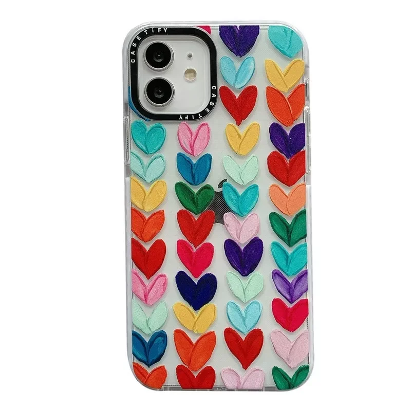 

Fashion Love Hearts Clear Phone Case for IPhone 13 Pro Max Case Cute Color with Built-in Bumper Cover Shockproof for IPhone 12