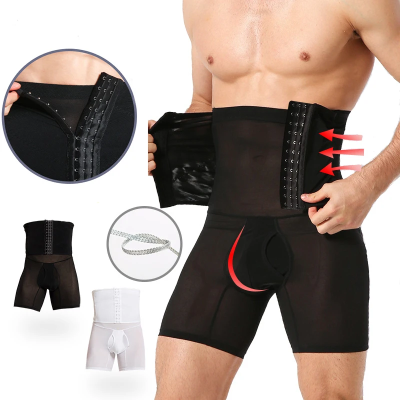 Men Hight Waist Slimming Pants Body Shapers Belly Tummy Control Shorts Compression Underwear Flat Belly Abdomen Boxer Briefs