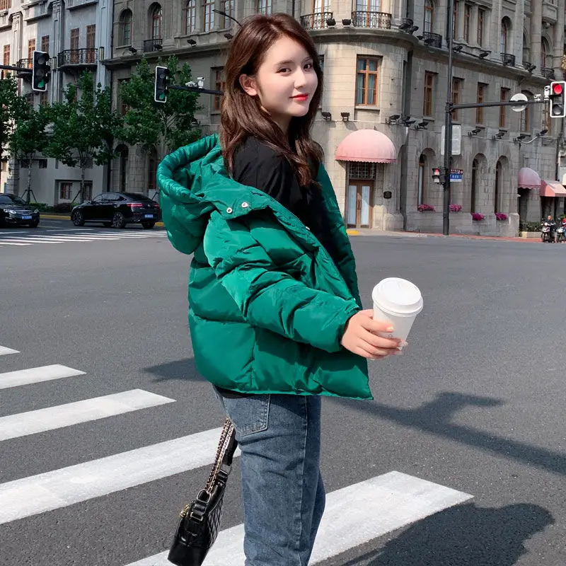 Casual Fashion Student Loose Snow Outwear New Women Warm Solid Thick Down Jacket Cotton Padded Winter Hooded Parkas Female Coats