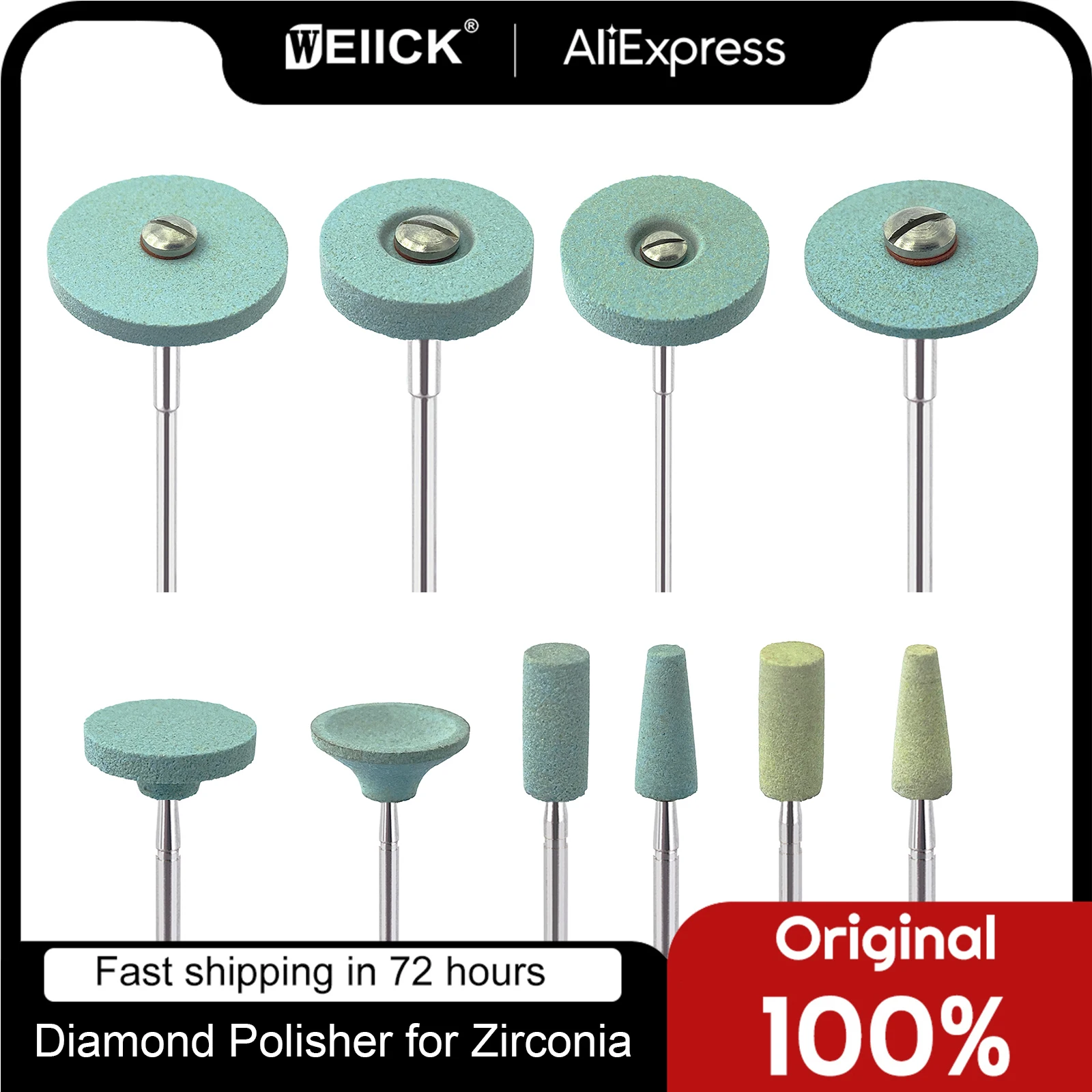 WellCK Dental Lab HP Polisher Ceramic Diamond Grinding Head Stone Grinder Zirconia Ceramics Crowns Polishing Wheel Tools