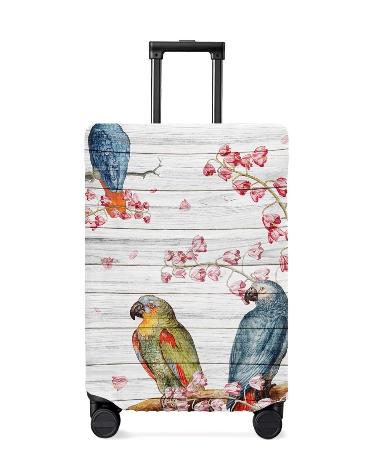 

Parrot Flowers Wooden Board Travel Luggage Cover Elastic Baggage Cover Suitcase Case Dust Cover Travel Accessories