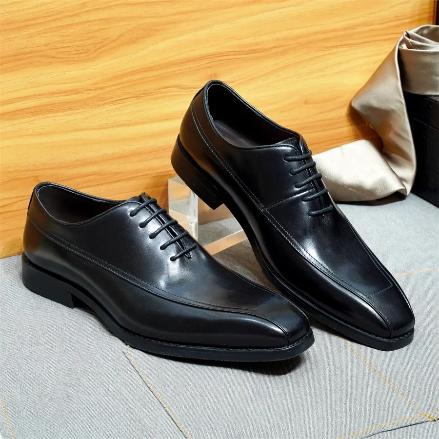 Мужские кожаные туфли-оксфорды ручной работы модный свадебный костюм с острым