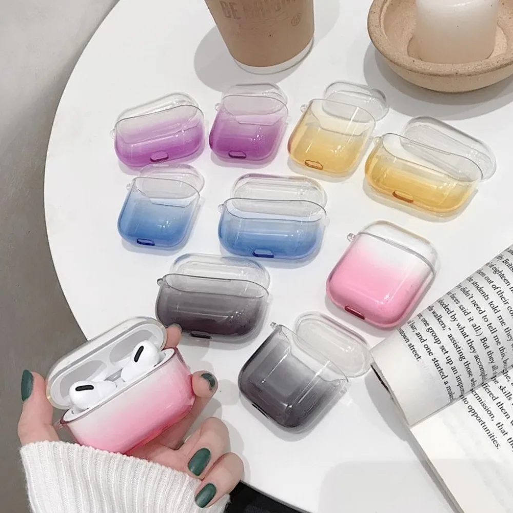 

10Pcs/lot Clear Transparent Gradient Earphone Case For Apple Airpods 1 2 Pro Wireless Earphone Cover Headset Soft TPU Box