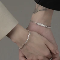 2022 new fashion couple silver bracelet women men niche design wood with branches lovers valentines day gift for boyfriend