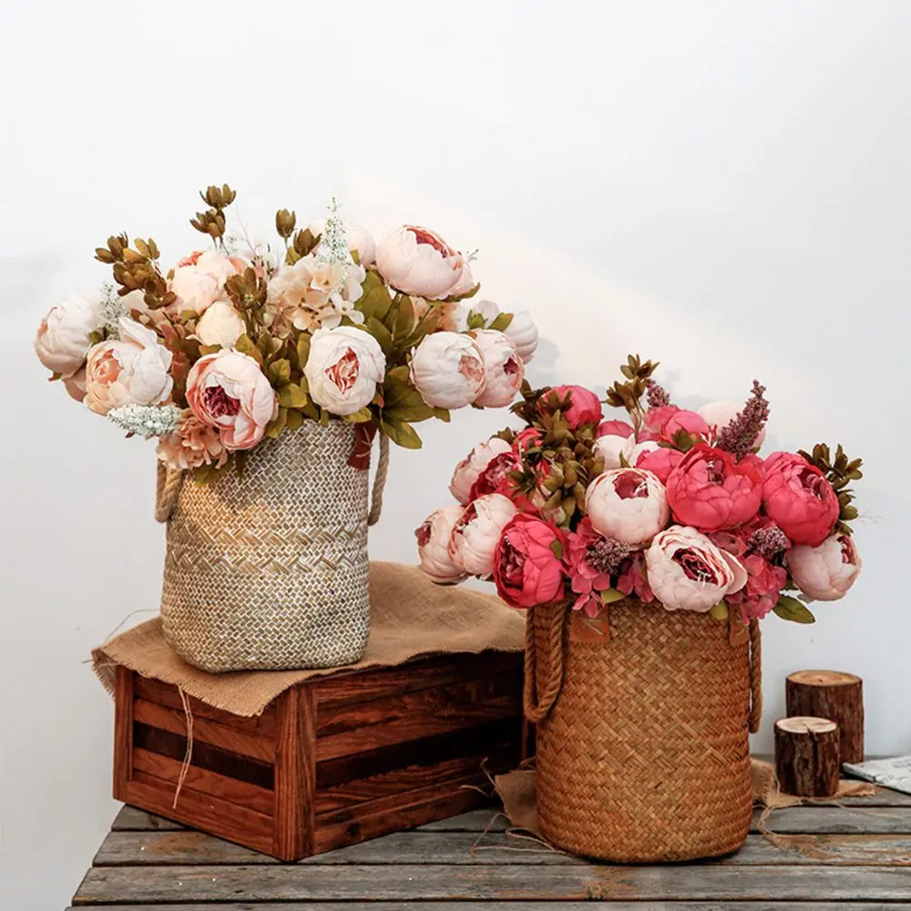 

1 Bouquet Home Garden DIY Wedding Decor Rose Artificial Peony Fake Flower Camellia