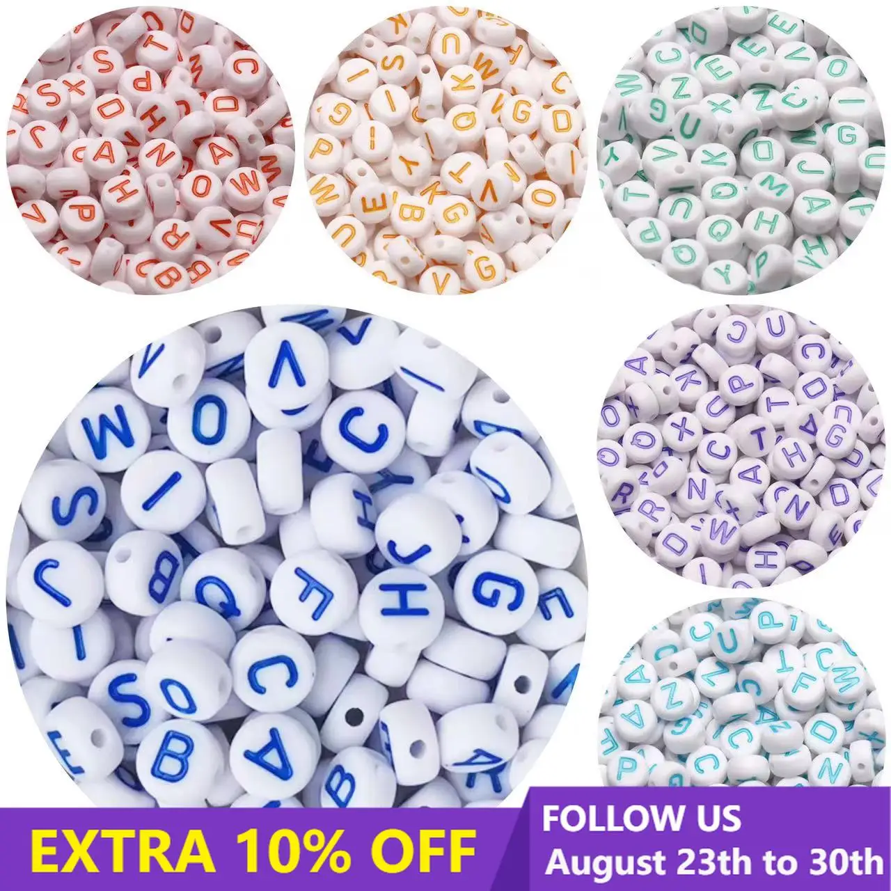 

100pcs Mixed Color Letter Acrylic Beads Round Alphabet Loose Spacer Beads For Jewelry Making Handmade Diy Bracelet Accessories