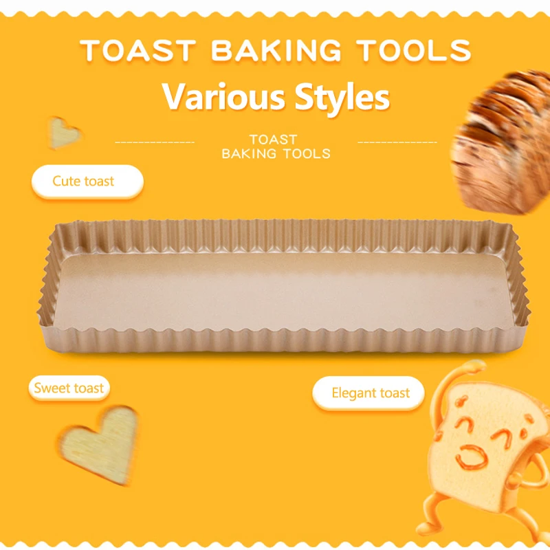 

Carbon Steel Non-stick Tarts Bread Baking Pan Corrugated Toast Box Mold Cake Tray With Removable Bottom Kitchen Cake Bakeware