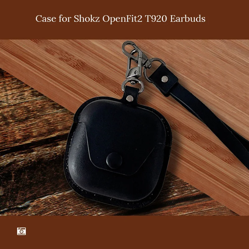 Фото Роскошный чехол из искусственной кожи для наушников Shokz OpenFit 2 T920 с ремешком, противоударный защитный чехол от падения, аксессуары для наушников №1