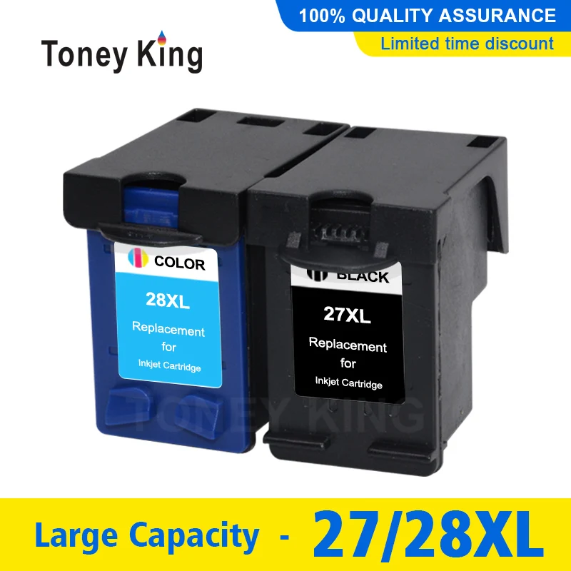 

Toney King 27XL Cartridge Replacement For HP27 28 Ink Cartridge 28XL For HP Officejet 4255 4256 4355 5608 5609 5679 5610