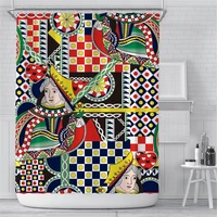 hearts poker shower curtains waterproof american style geometric letter home decor hippie comic poster window curtain for toilet