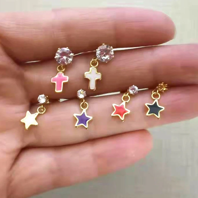 1pair Stainless Steel Mini Stud Earrings Heart Star Cross Butterfly Snake Helix Cartilage Tragus Lobe Ear Piercing Jewelry - купить по