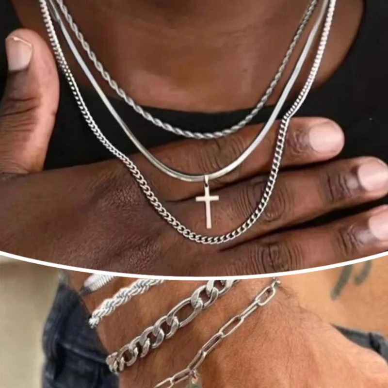 Цепочка многослойная из нержавеющей стали в стиле хип-хоп 2024