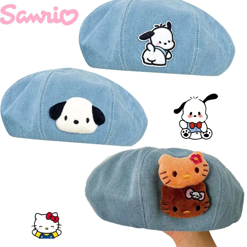 

Kawaii Sanrio, Hello Kitty береты Kuromi Pachacco женские уличные украшения береты милые головные уборы милые кепки модные черепа с животными