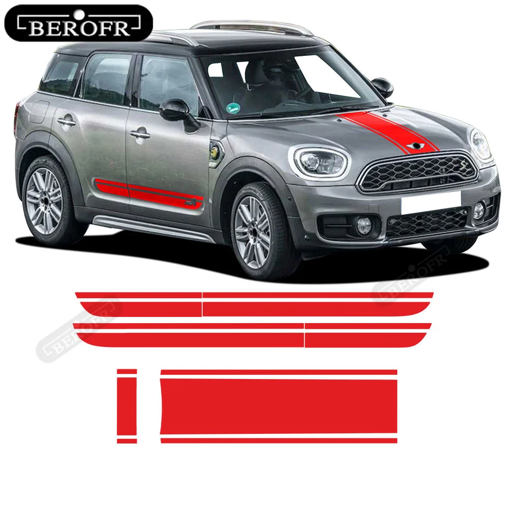 

Car Styling Hood Trunk Door Side Racing Stripe All4 Decal Stickers for MINI Cooper SE Countryman F60 All4 2017 2018 2020