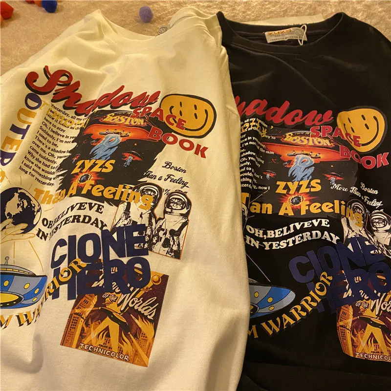

Oversized T-Shirt Short Sleeve Oversize Street Hip Hop O-Neck Goth Casual Harajuku Grunge Y2k Tops Tees Pullover Vintage Clothes