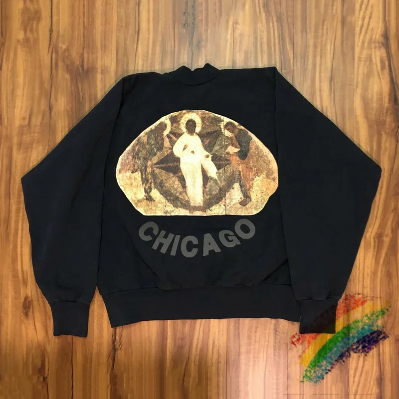 

Kanye Jesus is King Chicago Painting Crewneck Sweatshirts Men Women 1:1 High Quality HIP-HOP Jesus Is King Hoodie