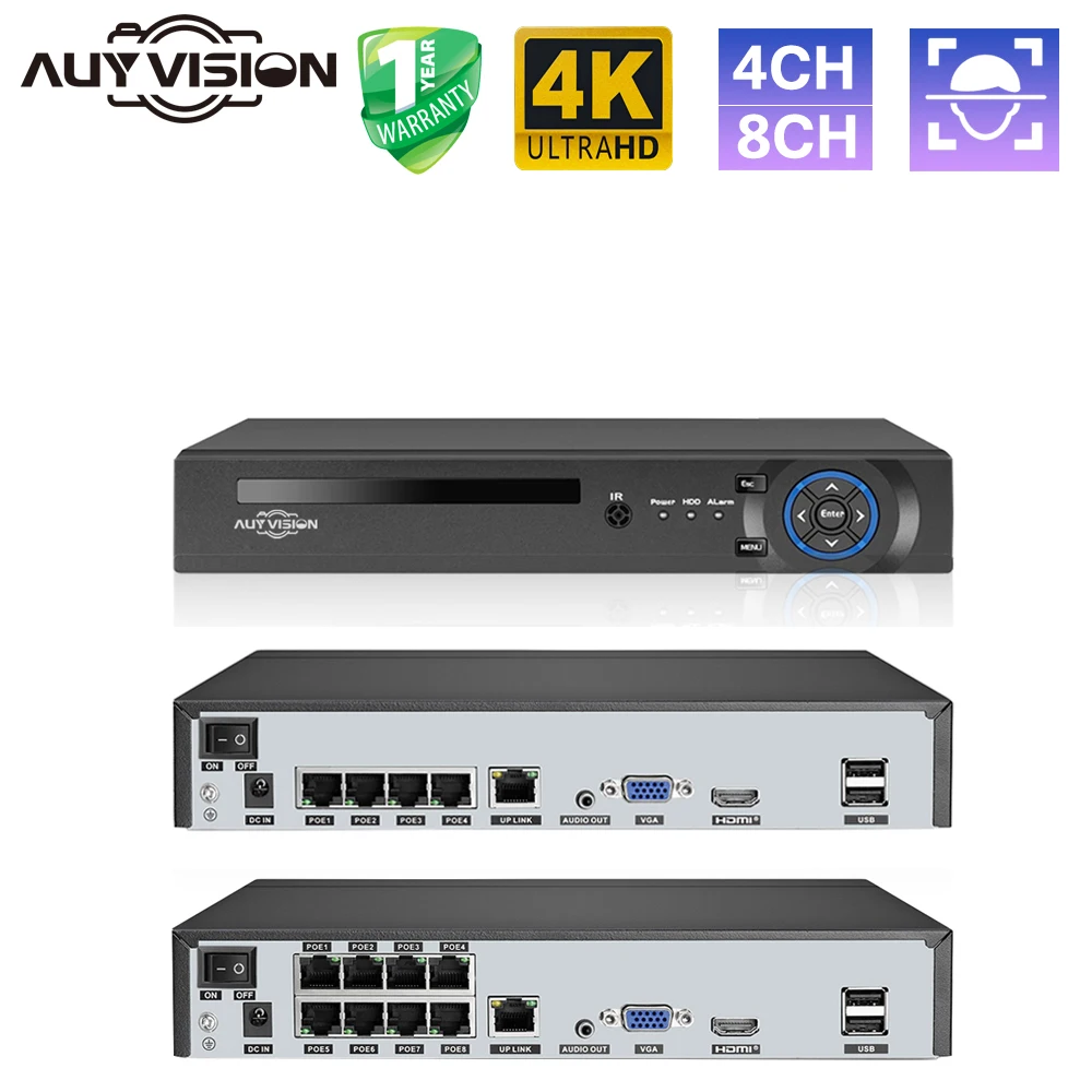 

Видеорегистратор 4CH 8CH 4K 8MP H.265 + POE NVR для HD 4K 3MP 4MP 5MP PoE IP-камера с функцией распознавания лица 48В ONVIF оборудование для видеонаблюдения