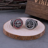 mens and womens medusa stainless steel ring white diamond red diamond fashion creative rings motorcycle male hip hop ring