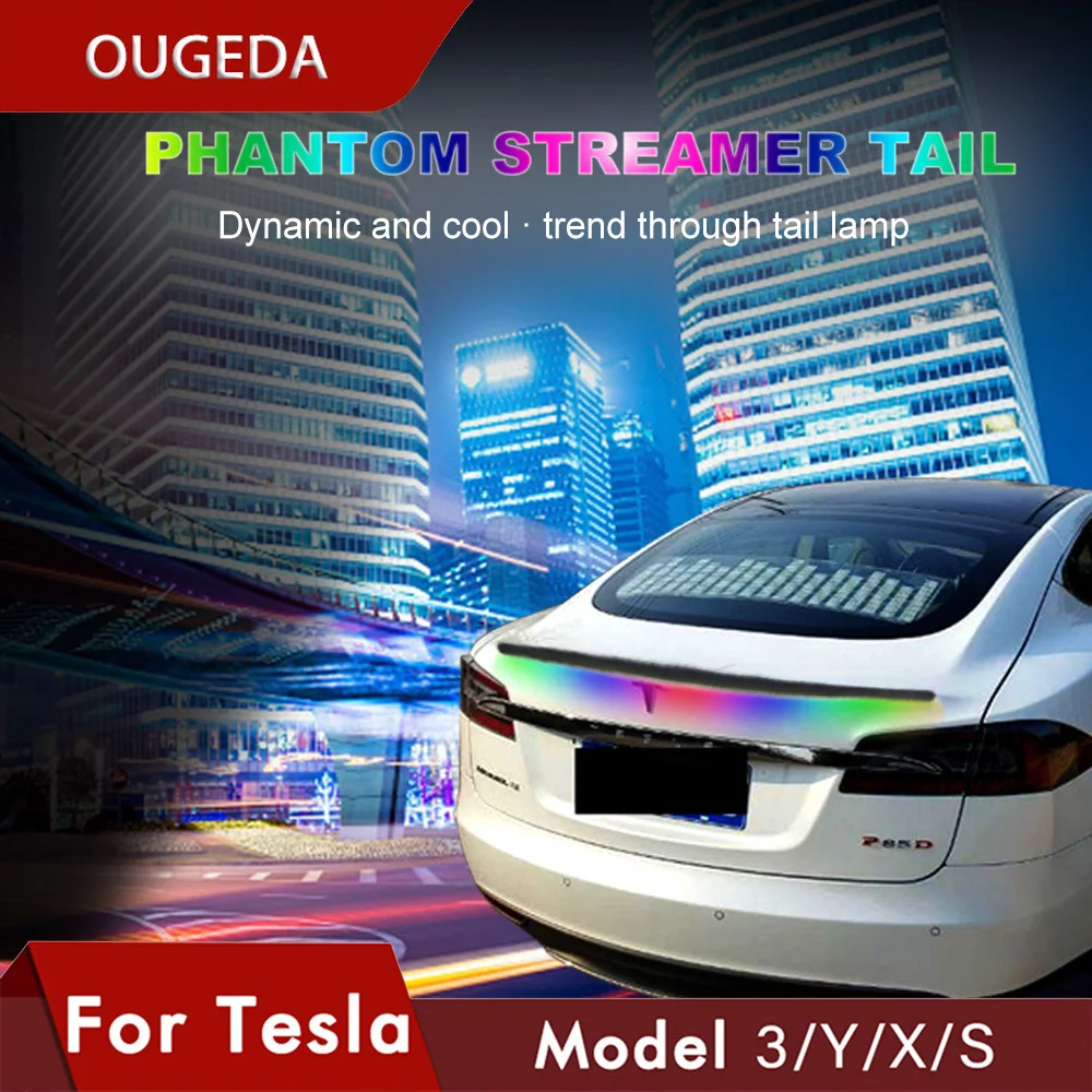 OUGEDA для Tesla Model 3 2021 светодиодный спойлер багажника автомобиля универсальный 130 см
