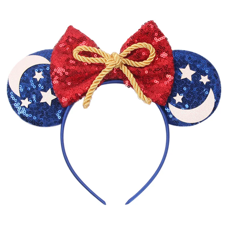 New 5'' Lepard Style Bow Hairband Cartoon Character Mouse Ears Headband For Girls Children Party Festival Hair Accessories