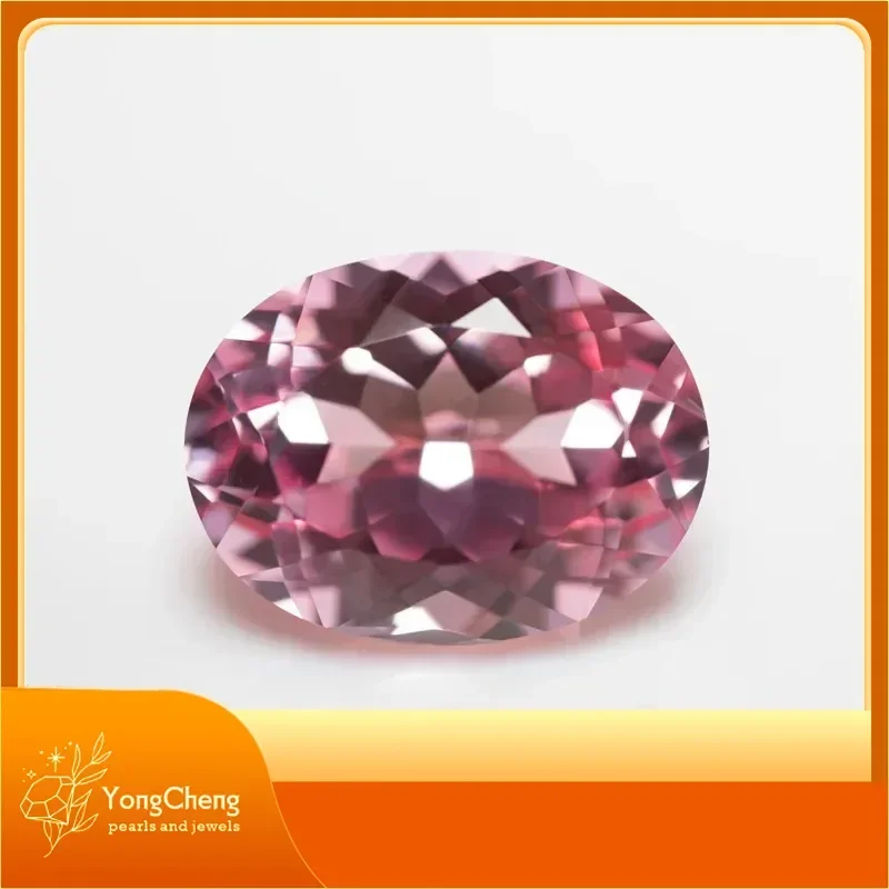 Выполненный в лаборатории сапфир овальной формы восход солнца розовый цвет