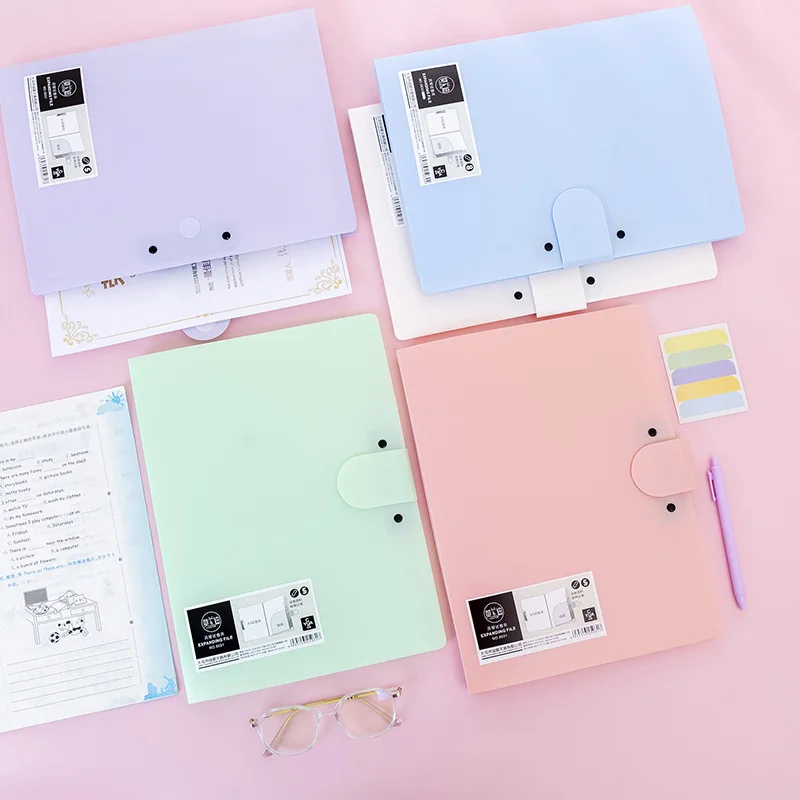 

Morandi Color 2-In-1 Exam Paper Clip Organ Bag Office Pp Waterproof Large Capacity Classified Storage Folder Wholesale
