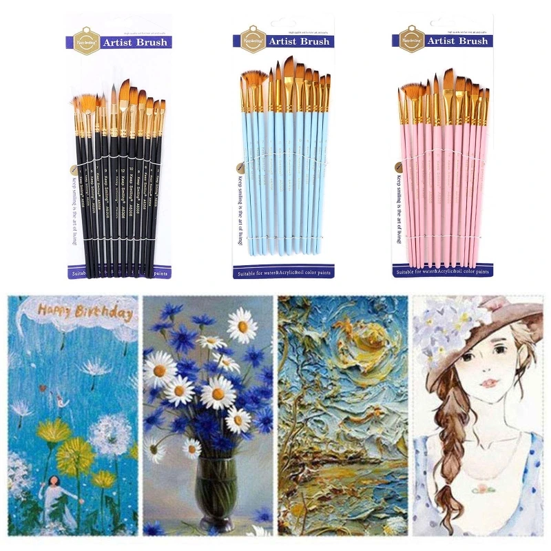 

Multi Purpose Paint Brushes Acrylic Oil Watercolor Artist Professional Kits 12pc