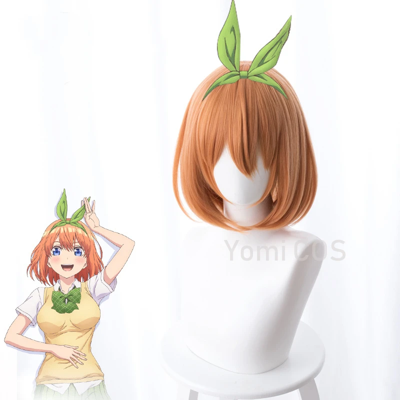 

Anime The Quintessential Quintuplets Nakano Yotsuba Cosplay Short Orange Wig Hairpin Synthetic Hair Free Wig Cap Role Play Girls