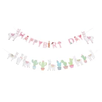 2pcs party banners animal alpaca shape cartoon buntings hanging pendants party supplies garland for baby shower birthday