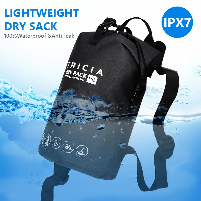 15L Outdoor Waterproof Swimming Bag Bucket Dry Sack Storage Bag Rafting Sports Kayaking Travel Waterproof Backpack   XA182Y