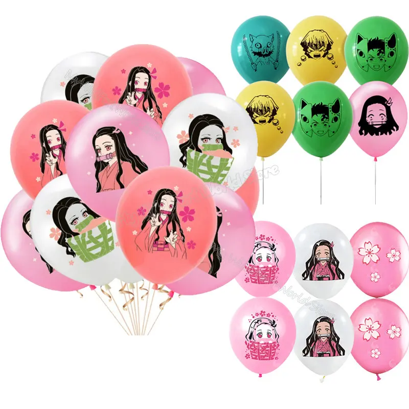 

Demon Slayer Baby Shower Birthday Balloons Decoration Latex Round Ballons Children Party Supplies Cartoon Anime Christmas Ballon