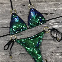 solid sexy swimsuit halter swimwear bathing suit women bling sequin bikini set beach wear dropshipping monokini glitter